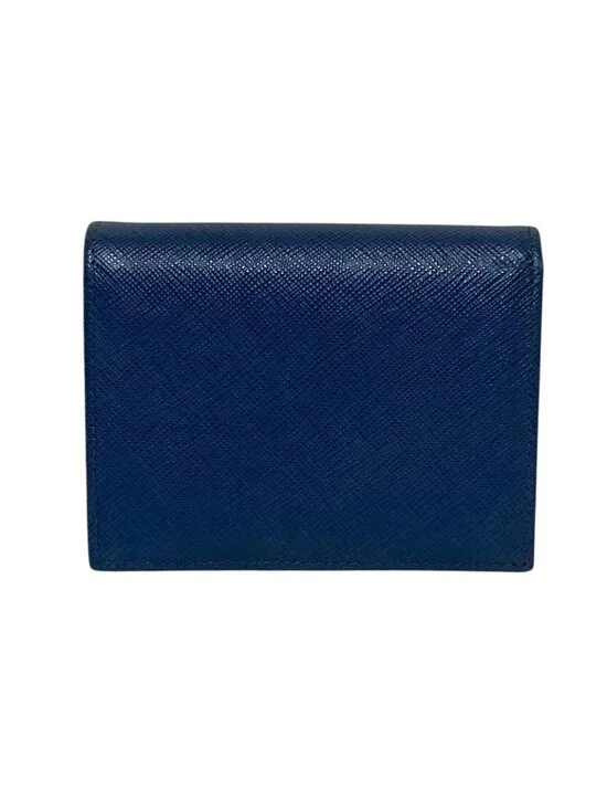 Prada Saffiano Multic Leather Compact Wallet Blue - Picture 4 of 9